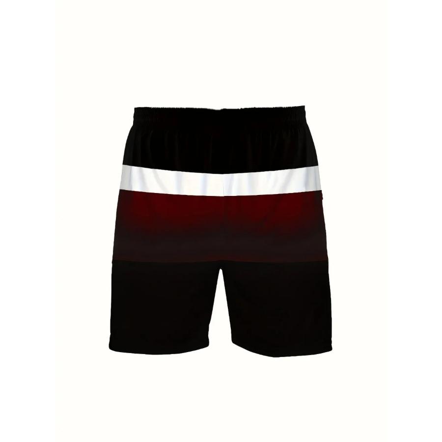 Fashionable Men's Summer Spliced Printed Pattern Breathable Round Neck T-shirt Shorts Set Outdoor Casual Two-piece Set