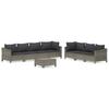 Vidaxl 8-Cz. Garden Lounge Set, Cushions, PE Rattan, Grey