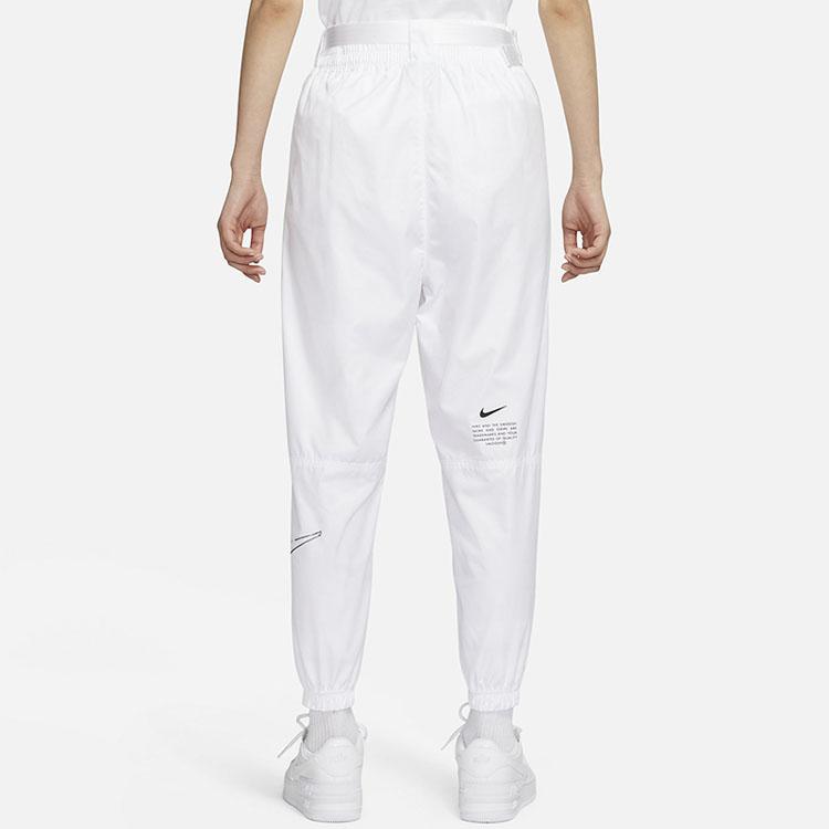 Nike Logo Print Sports Adjustable Waist Tapered Woven Pants Women Bottoms White DJ8997-100