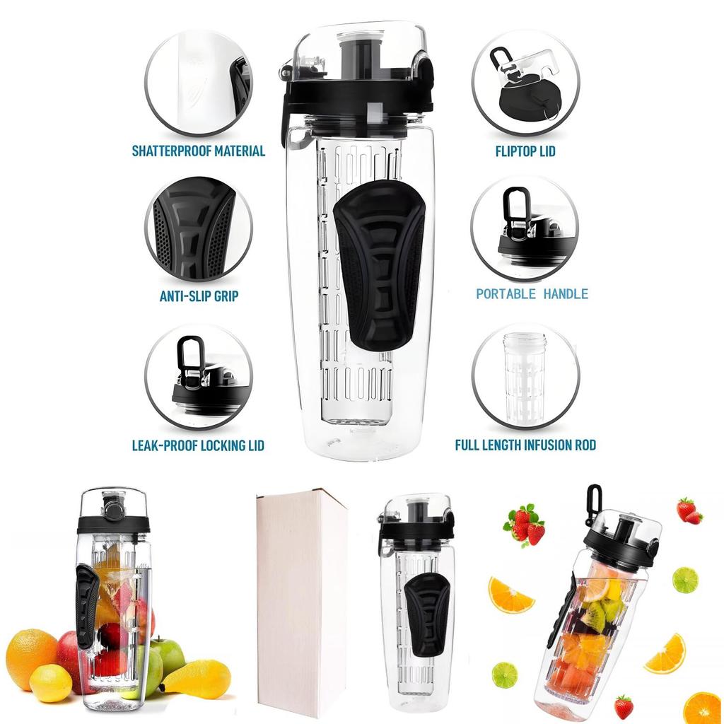 Tritan Sports Water Bottle 1l Large Capacity With Fruit Tea Infuser For Workout And Travel