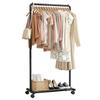 Sakugi Clothes Rack - Double-Type Clothes Rack with Casters and Mesh Shelves, Stylish Design, Ideal for Clothes, Dresses, Sweaters, and Coats, Heavy-D