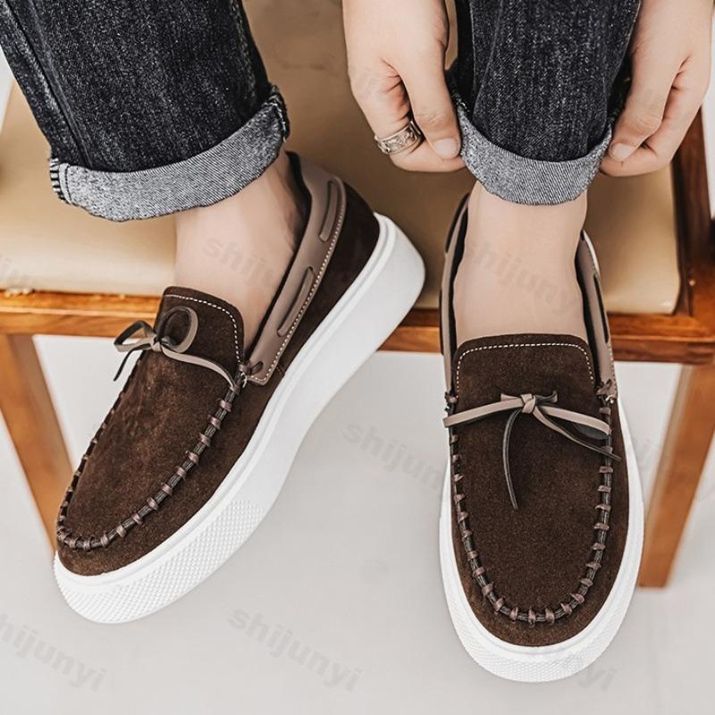 Fashion 2025 Autumn New Retro Shallow Mouth Thick Soled Single Shoes for Men Versatile Comfortable Fashion Niche Designed Chunky Loafers