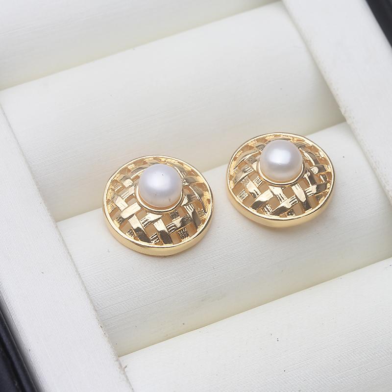 Real Natural Freshwater Pearl Earrings Silver 925,Trendy Cultured Pearl Stud Earrings Wife Mother Anniversary Black White Pink