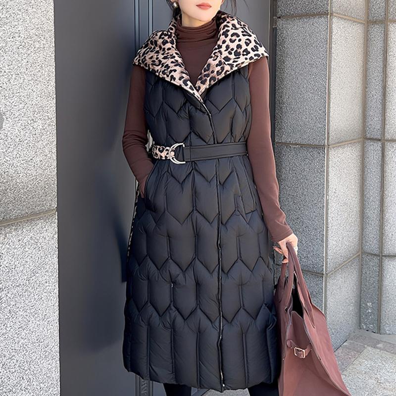 Plus Size Fashion Winter Long Vest Woman Coats Elegant Thick Warm Sleeveless Parka Women's Jackets