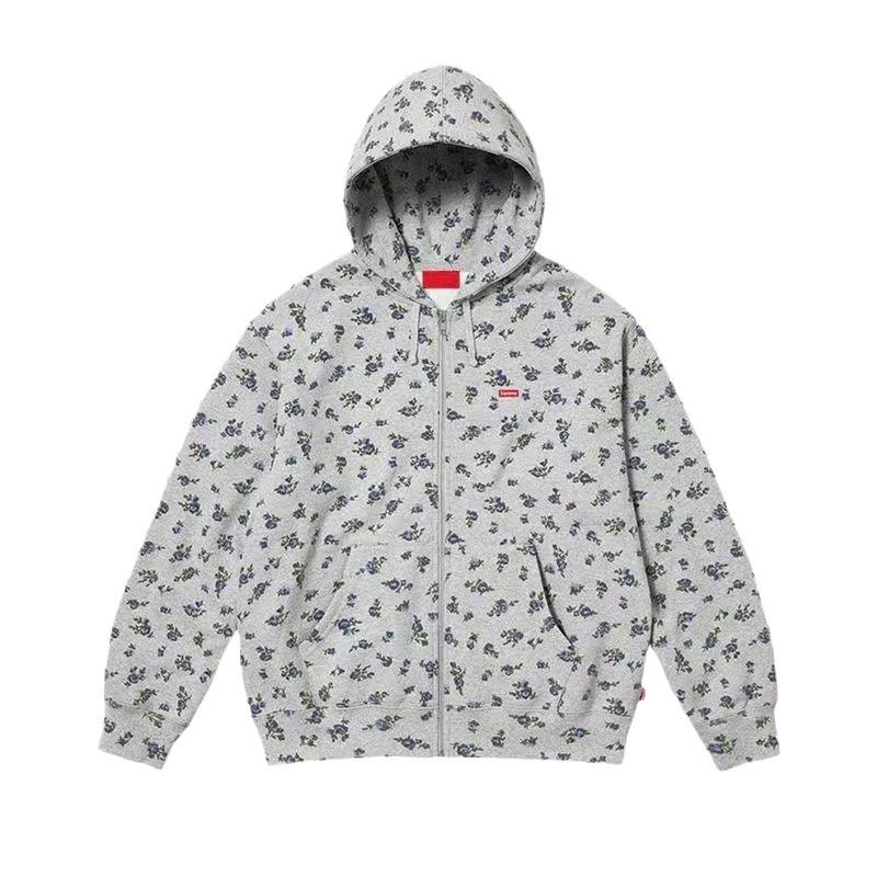 Retro Floral Hooded Cardigan Sweatshirt - Thick, Loose Fit for Spring and Autumn
