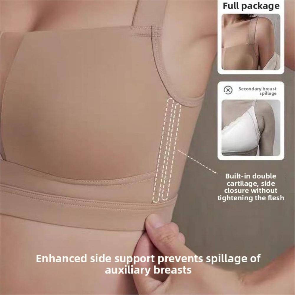 Wireless Plus Size Seamless Back Support Bra, Minimize Bust Lift Anti-Sagging Underwear with Side Breast Collection