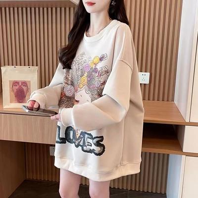 Sweatshirt for Women Oversize Round Neck Thickened Loose Casual Pullover Long Sleeve Winter Sweatshirt Top