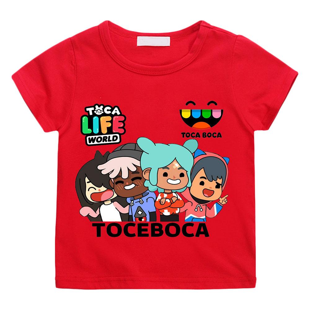

Toca Boca World Cartoon Print Streetwear T-shirts 100% Cotton Cartoon Tops Manga Short Sleeve Boys Girls O-Neck Kids Tees Funny T-shirt Summer clothes 100 червоний