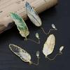 Enamel Feather Metal Bookmark With Gold Trim And Small Pendant Chain Perfect For Book Lovers Reading Gift School Office Use