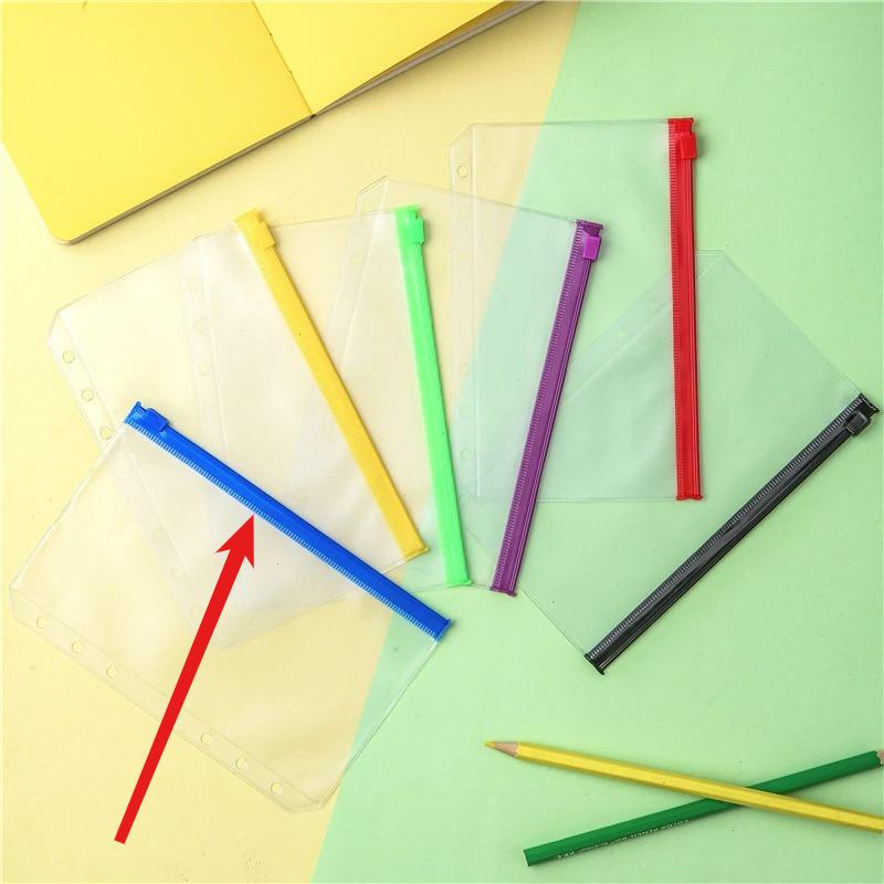 10pcs/lot A6 6-Hole Binder Pockets Cash Budget Envelopes Zipper Binder Pouches for Notebook Planner Journey Binders