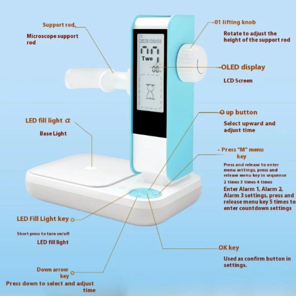1000X Magnification Handheld Microscope 2Inch Screen Magnifying Glass  Scientific Experiment