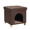 Foldable Pet Bed Bench Cats Small Dogs Multi-Functional Storage Seat Portable Fabric Lounger In Gray Blue Dark Brown