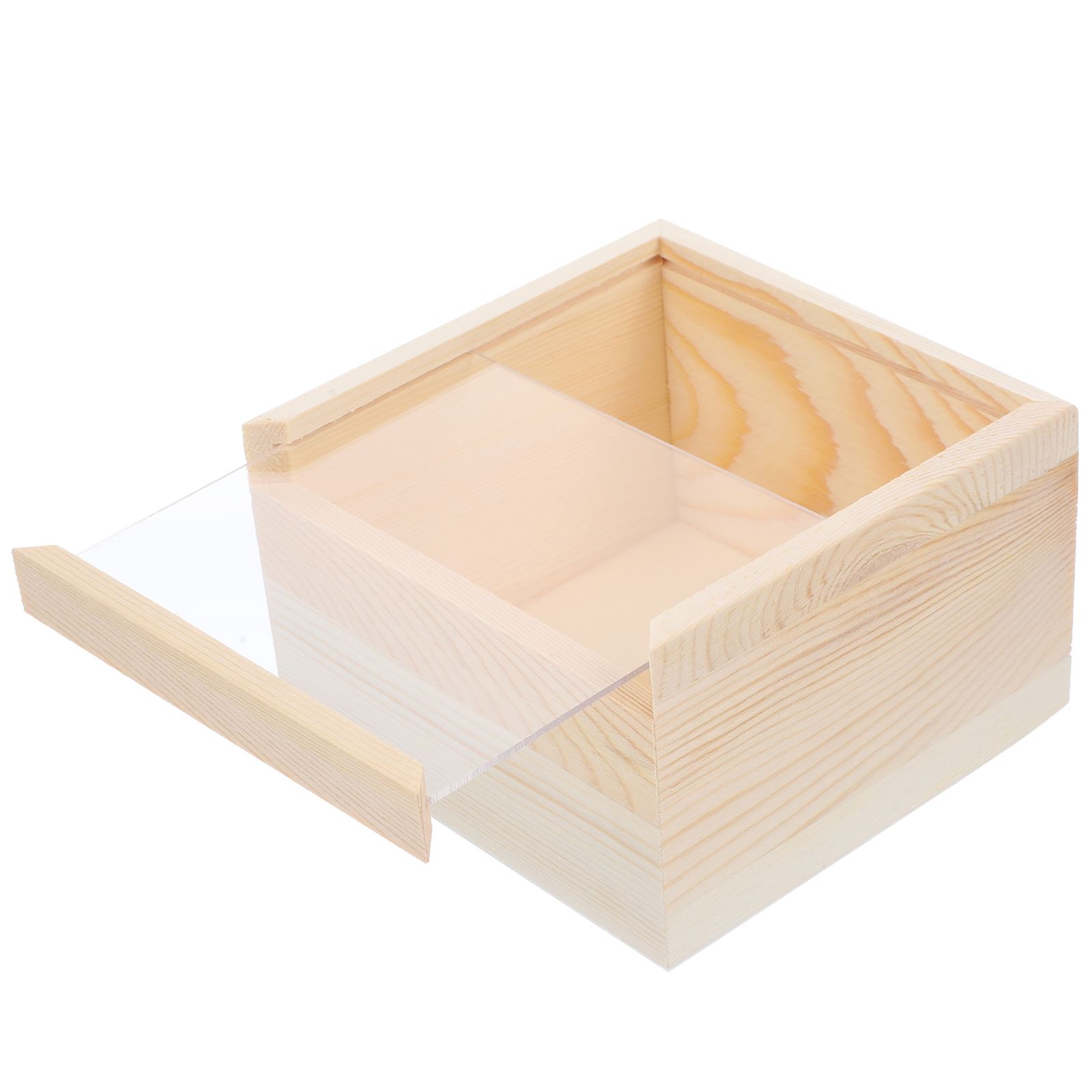 

Wooden Unfinished Box Clear Slide Top Wood Gift Box Soap Box Vintage Jewelry Boxes Treasure Chest Craft Shadow Boxes Diy