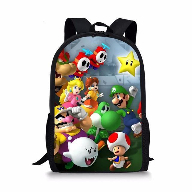 Double Super Mario Shoulder School Bag With Durable Material Pattern Playful