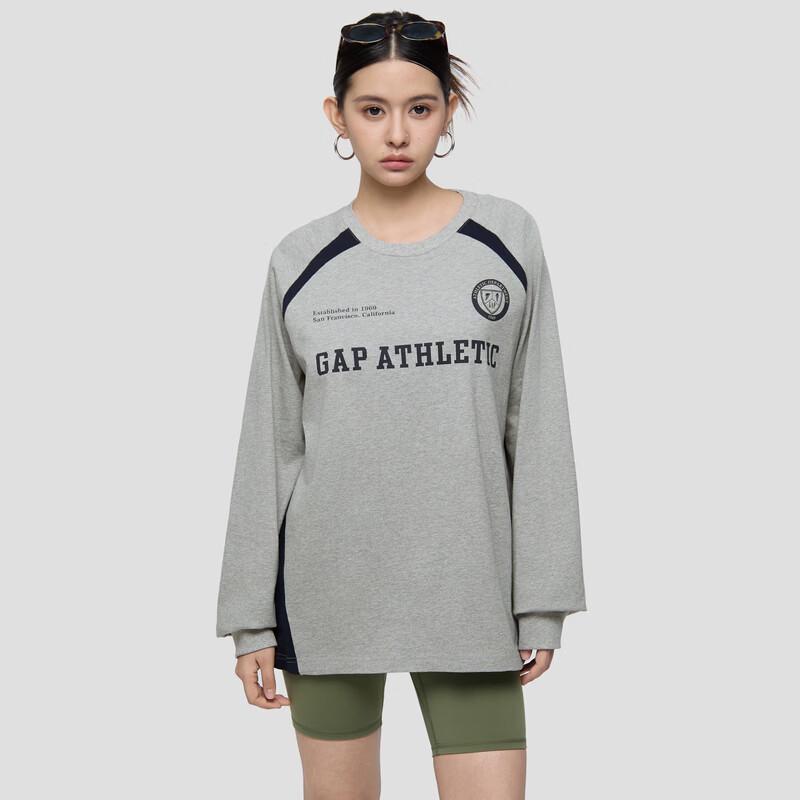GAP Unisex 2026 Spring Logo Cotton Crew Neck Long Sleeve T-Shirt