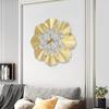 Scandinavian Gold Ginkgo Leaf Wall Clock, 30cm Silent Non-Ticking Battery Operated, Luxury Home Office Decor