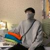 High Collar Sweater Men's Autumn and Winter Warm Solid Size Underlay Knit Shirt
