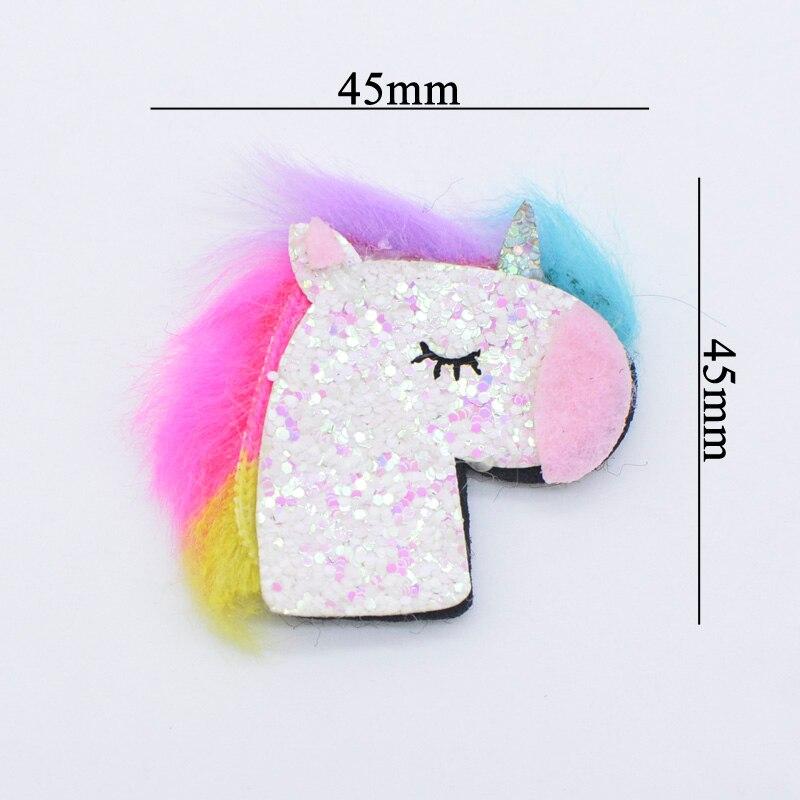 10 sztuk 45mm kolorowa grzywa jednorożec aplikacja Scrapbooking Ornamnet naszywki DIY artykuły rzemieślnicze
