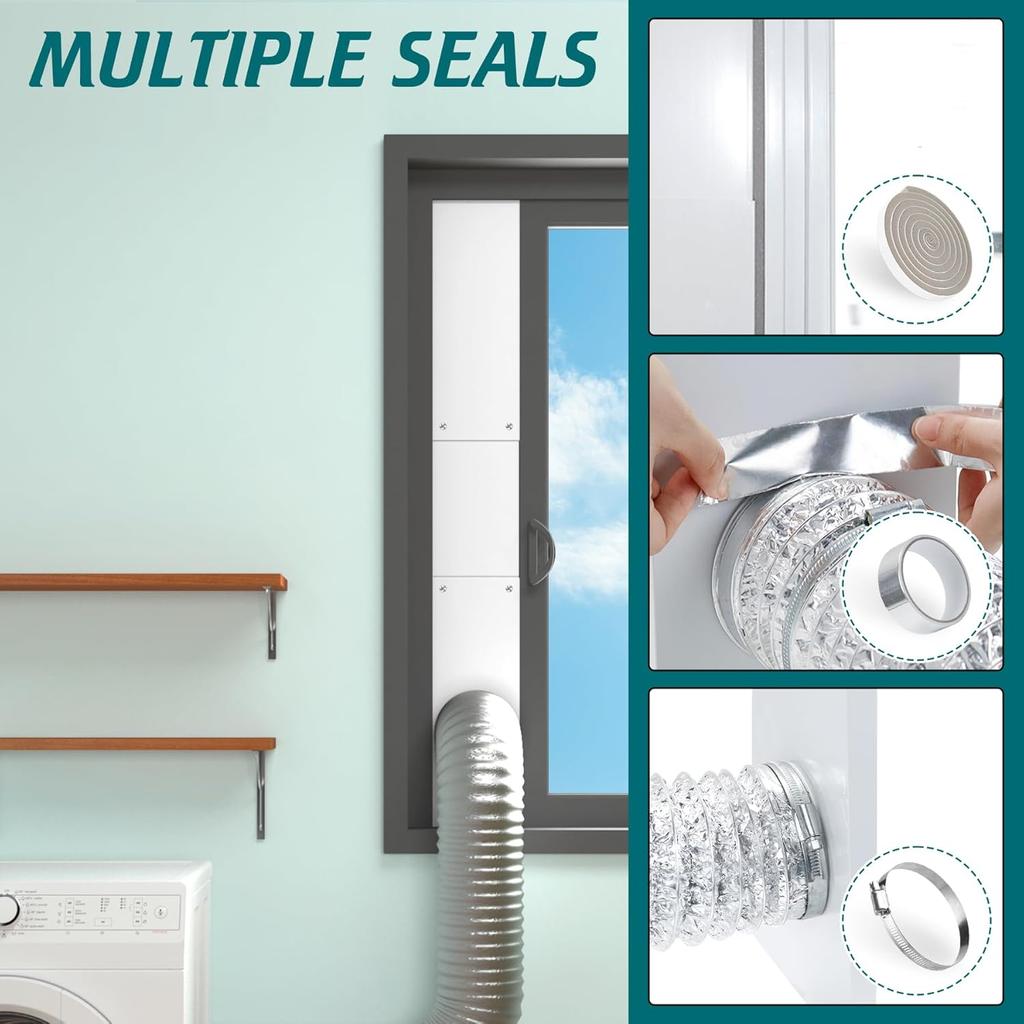 Dryer Vent Window Kit,4" Adjustable Window Vent Kit with Outdoor Dryer Vent Cover