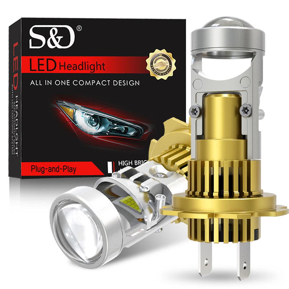 2Pcs H7 Bi Led Projector Car Headlight Bulbs Wireless H4 LED H11 H8 9005 HB3 9006 HB4 Lens 60000Lm 80W Plug&Play Mini Auto Lamp 6000K LHD Headlamp