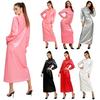 Women Waterproof Glossy Vinyl Sleep Dress Stand Collar Button Long Sleeve Cover Up for Swim Club Rave Night Out