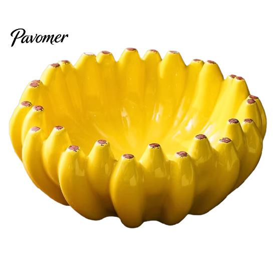 Regalo Único de Inauguración de Casa Plátano Cerámico Frutero, Bandeja Amarilla Creativa, Decoración de Mesa Decorativa Juguetona Bol para Ensalada para Encimera de Cocina Comedor
