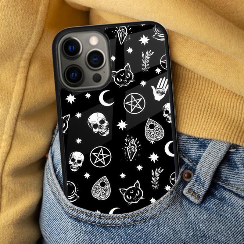 Girly Pastel Witch Goth Witch Cat Soft Phone Case for iPhone 17 Air 16e Pro Max 15 Pro 13 14 Plus 11 12 MagSafe Magnetic Coque