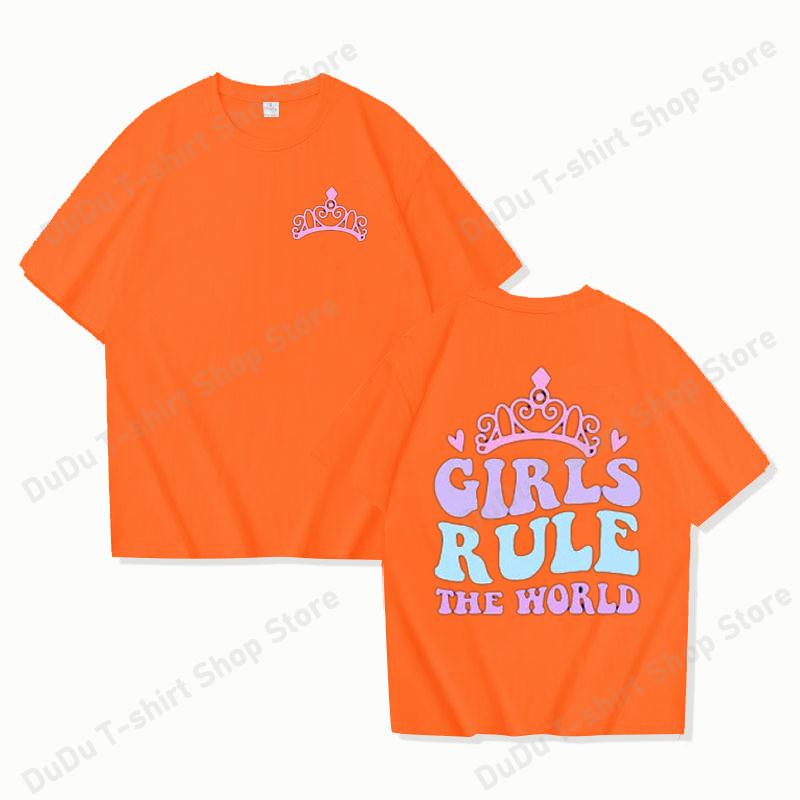 New Girls Rule the World Print T Shirt Female Casual Short Sleeve Tshirt Women Fashion Queen Graphic Print Tops Tees