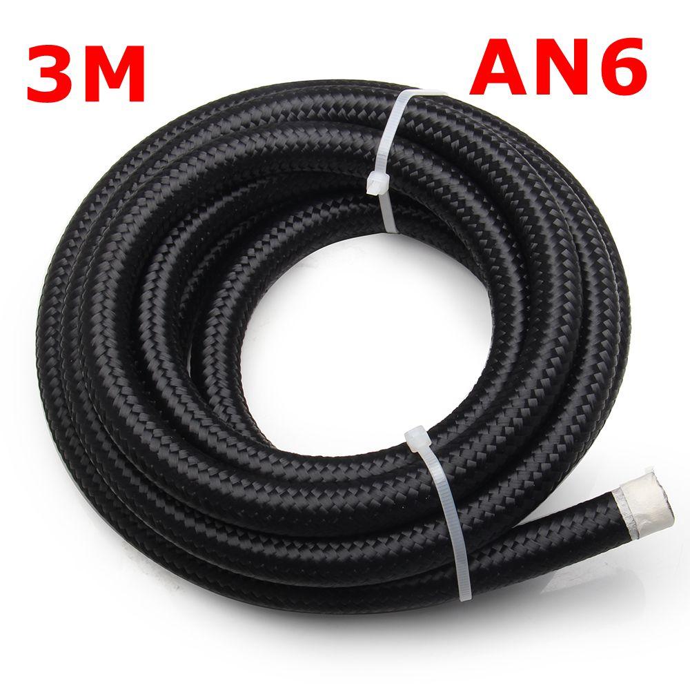 10FT 3M AN4 AN6 AN8 AN10 AN12 Oil Fuel Hose Oil Gas Cooler Hose Line Pipe Tube Nylon Stainless Steel Braided Inside CPE Rubber