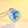 Blue Crystal Heart Pendant Necklace Eternal Love Jewelry for Women