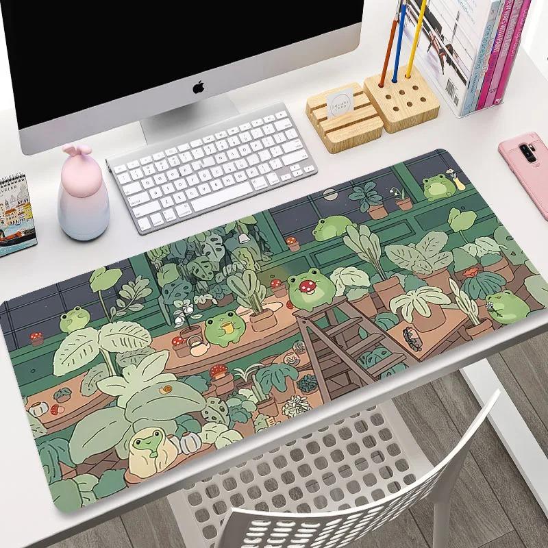 Green Plant Large Area Mousepad Gaming XXL Mouse Pad Size Office Long Table Mat Kawaii Desk Teen Girls Bedroom Laptop Carpet