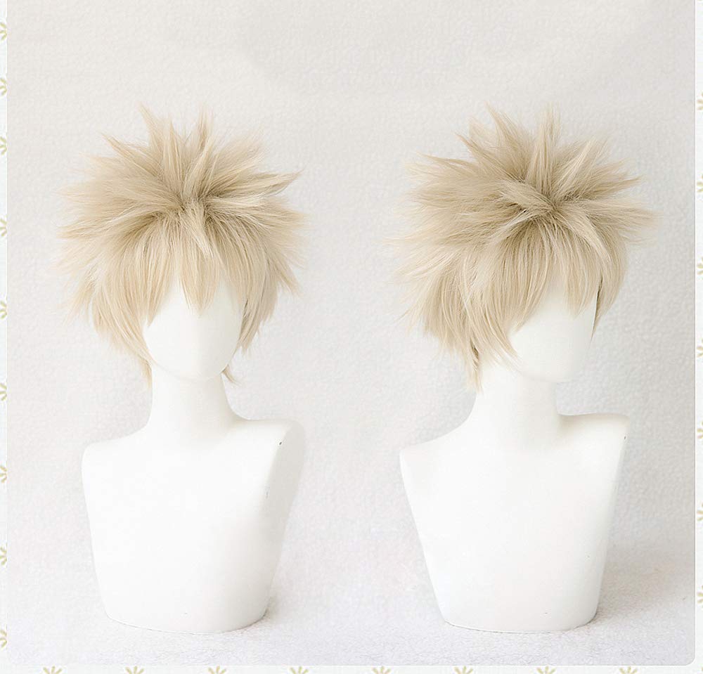 Heat-resistant cosplay wig, Bakugo Katsuki from The Second Castle, perfect for Christmas and Halloween, plus 2 bonus items