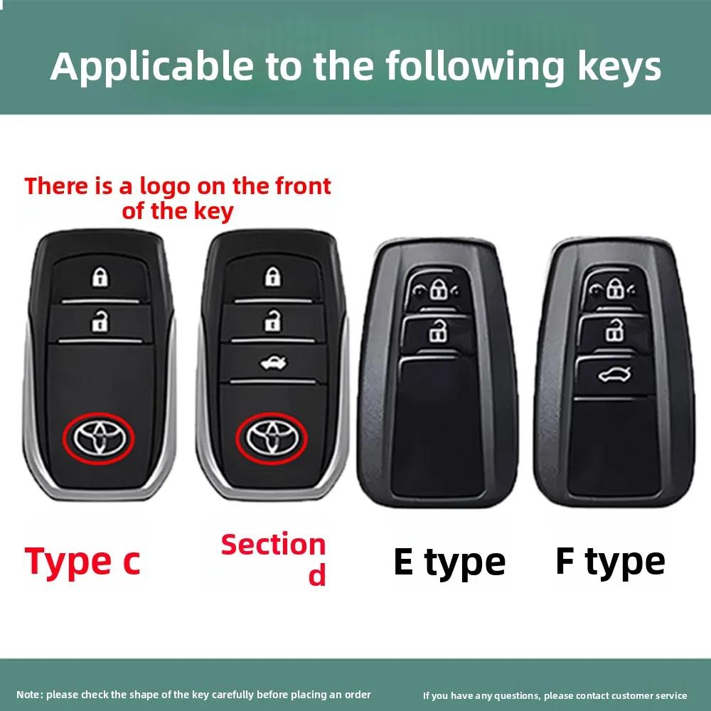Leather Car Key Case Cover Shell for Toyota Alphard Crown Vellfire Previa - Anti-Scratch Key Protector with Keychain