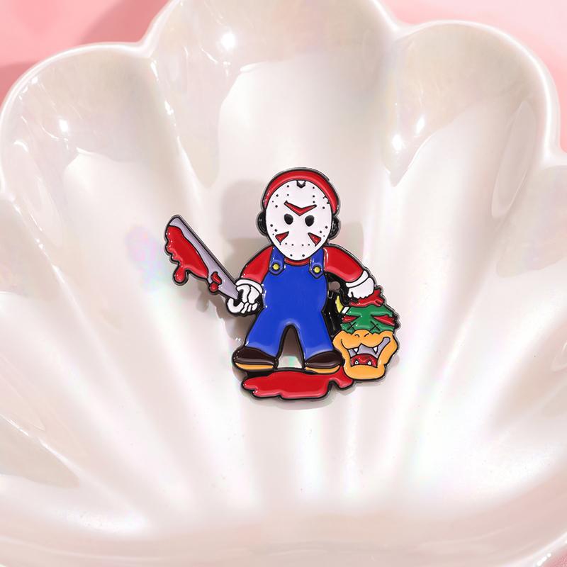 Masked Killer Enamel Pins Custom Halloween Horror Brooches Lapel Badges Clothes Gothic Jewelry Gift for Friends