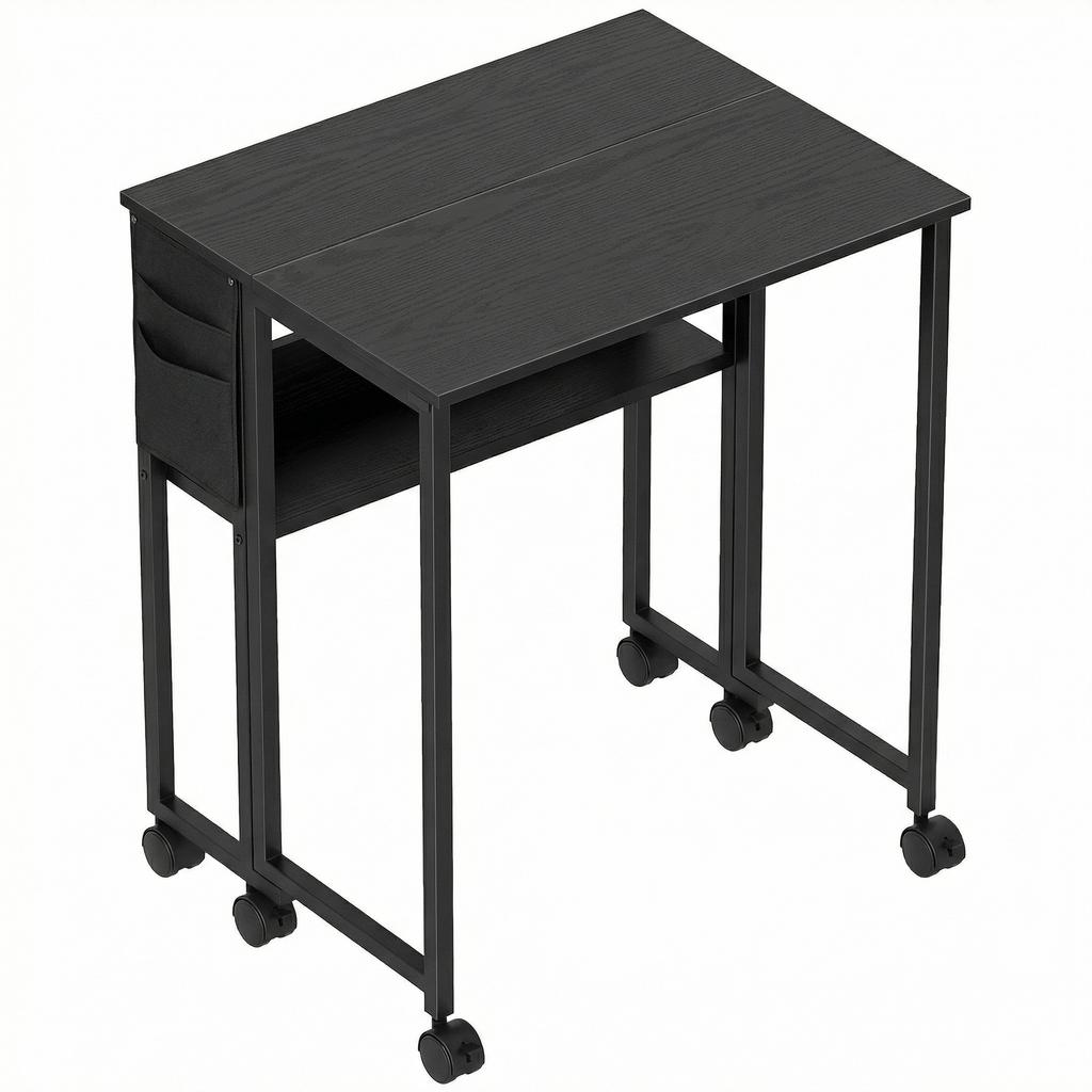 63 Cm Drop Leaf Writing Work Desk - Black