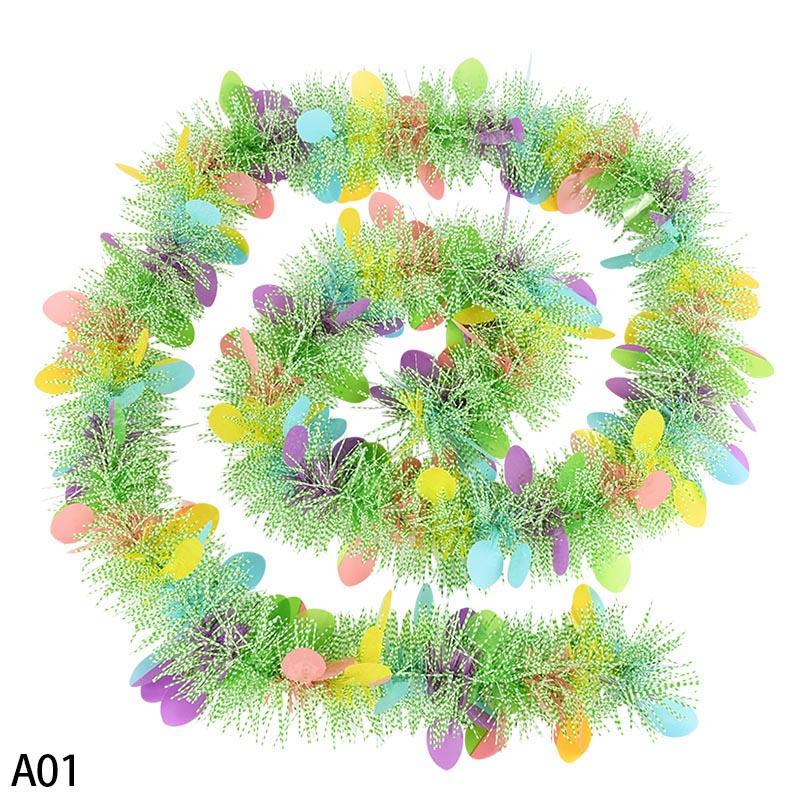 2M Easter Hanging Garlands Tinsel Stripe Ornament DIY Wreath Crafts 2025 Easter Birthday Kids Gift Spring Home Party Decoration