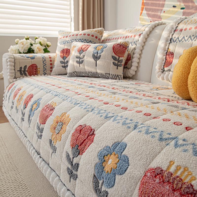 Bohemian High-Weight Snowflake Velvet Sofa Cushion Cover, Autumn/Winter 2025, Non-Slip Design