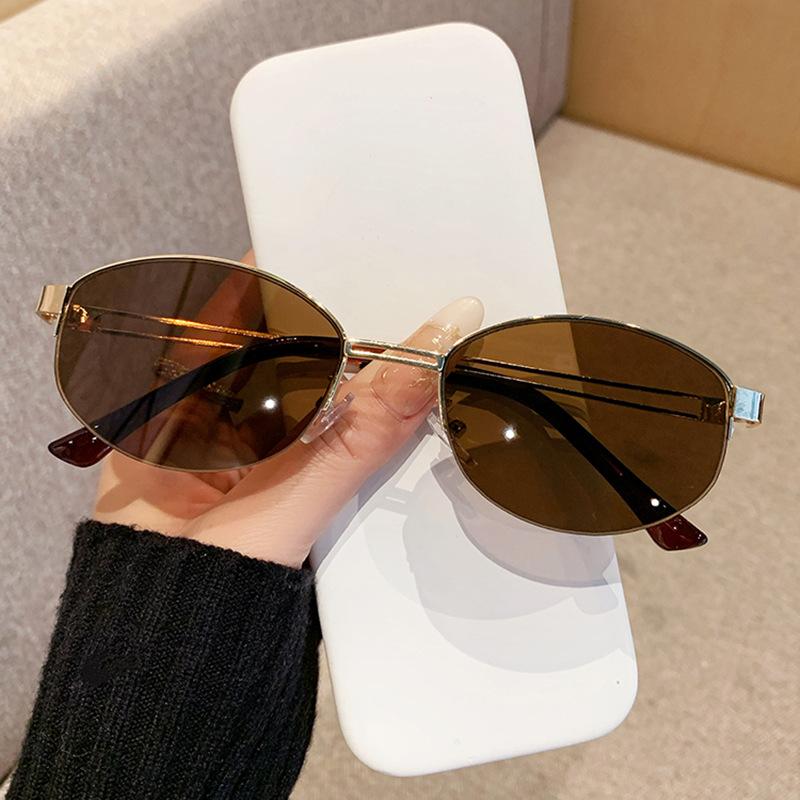 New high-end old money style sunglasses women pay FK home retro UV-proof metal sunglasses trend