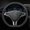 Carbon Fiber Suede Microfiber Leather Steering Wheel Cover for Model 3 Model Y Model S Model X Anti-slip Car Accessory