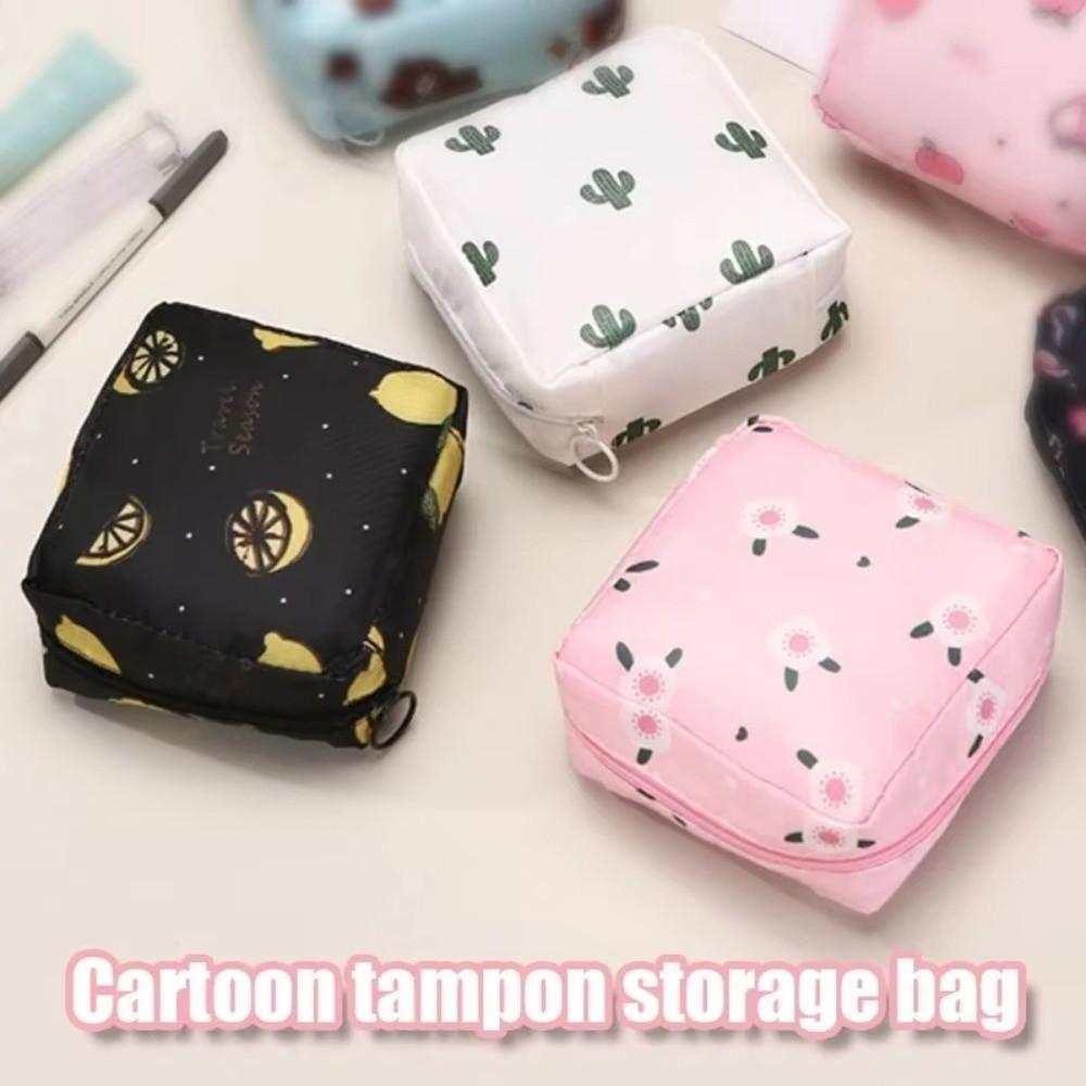 Waterproof Sanitary Pad Storage Bag Cartoon Pattern Sanitary Napkin Bag  Women Girls