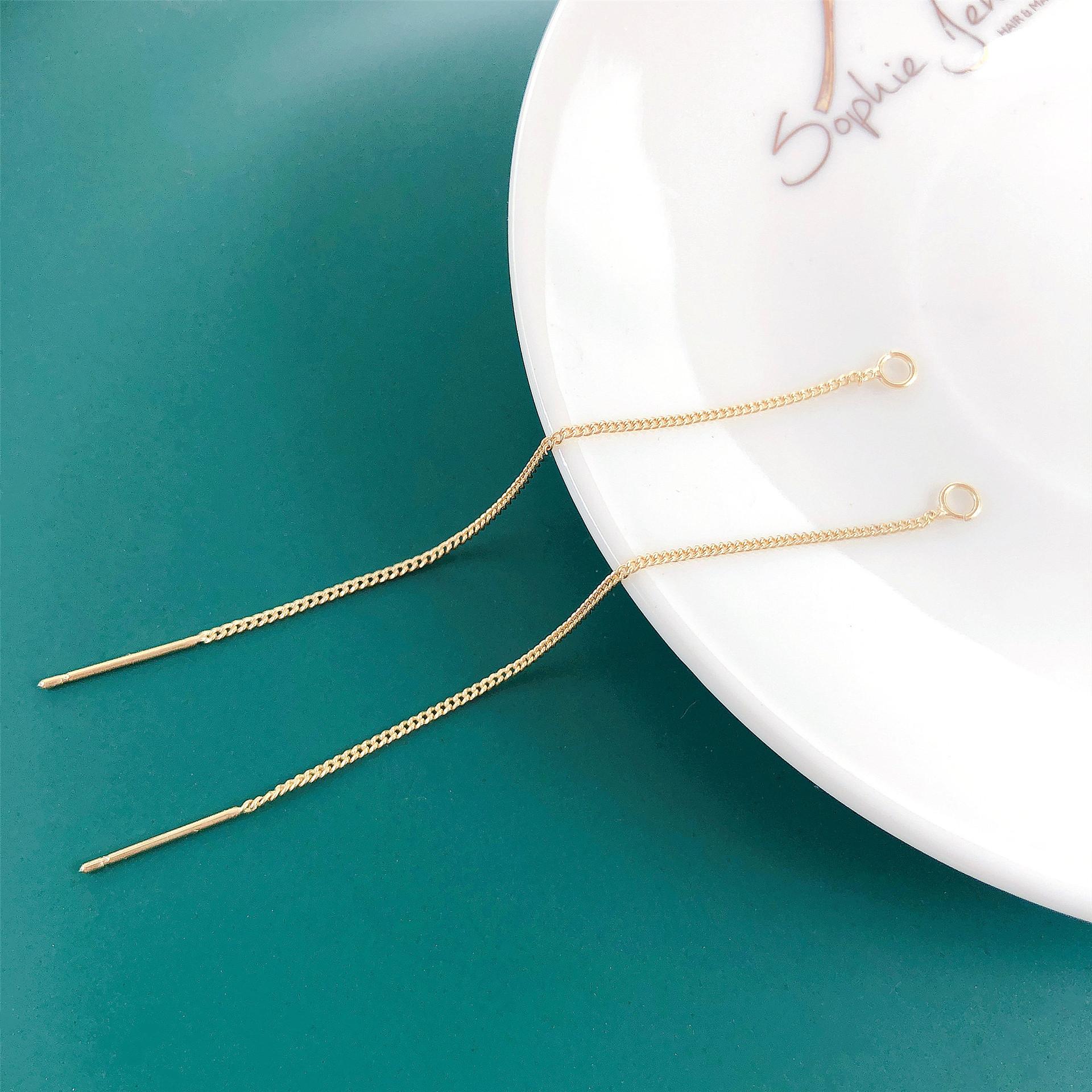 

2Pcs Earrings Wire Copper Drop Ear Line Dangle Brincos Chain For DIY Zircon Making Findings Gold Copper Color