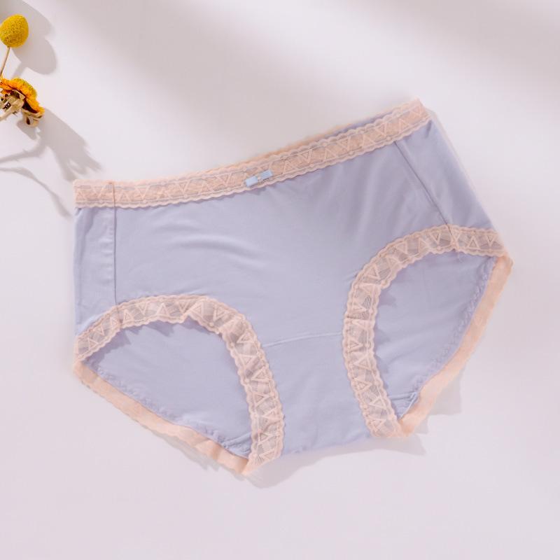 Damen Übergröße Einfarbig Baumwollschritt Unterhosen Weiblich Weich Atmungsaktiv Hüfttief Nahtlos Spitze Slips