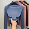 High-neck Base Shirt for Women New Women's Solid Color Simple Long-sleeved T-shirt Plus Velvet Thermal Inner Waist Top