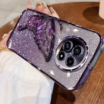 Realme 13+ Pouzdro Luxusní, Třpytivé Tekuté Písky Motýlkové Pouzdro Pro OPPO Realme 13 12 11 pro plus 12X Note 50 60 Nárazuvzdorný Kryt Realme13
