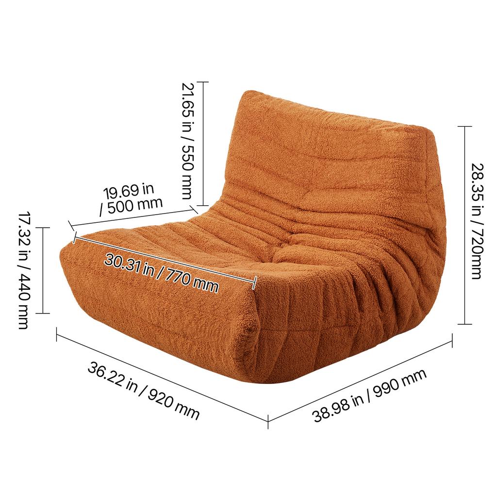 SucceBuy Bean Bag Chair L-Shaped BeanBag Chair with Soft Armrests & Storage Pocket 25D Memory Foam Filled for Bedroom Playroom