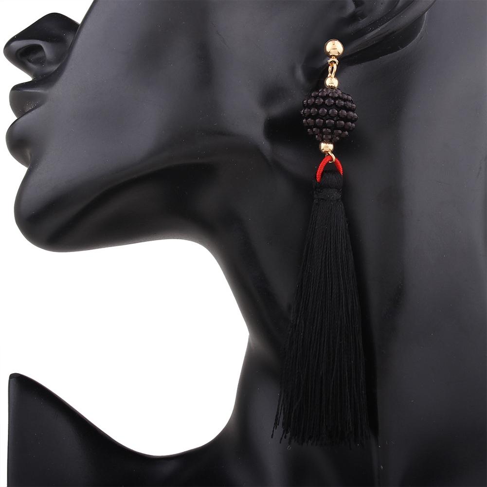 Bohemia Long Tassel Earrings Women Fashion Bead Alloy Dangle Earrings Ethnic Jewelry
