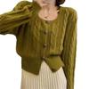 Twist square neck sweater women's loose and thin autumn new college style niche design knitted cardigan women