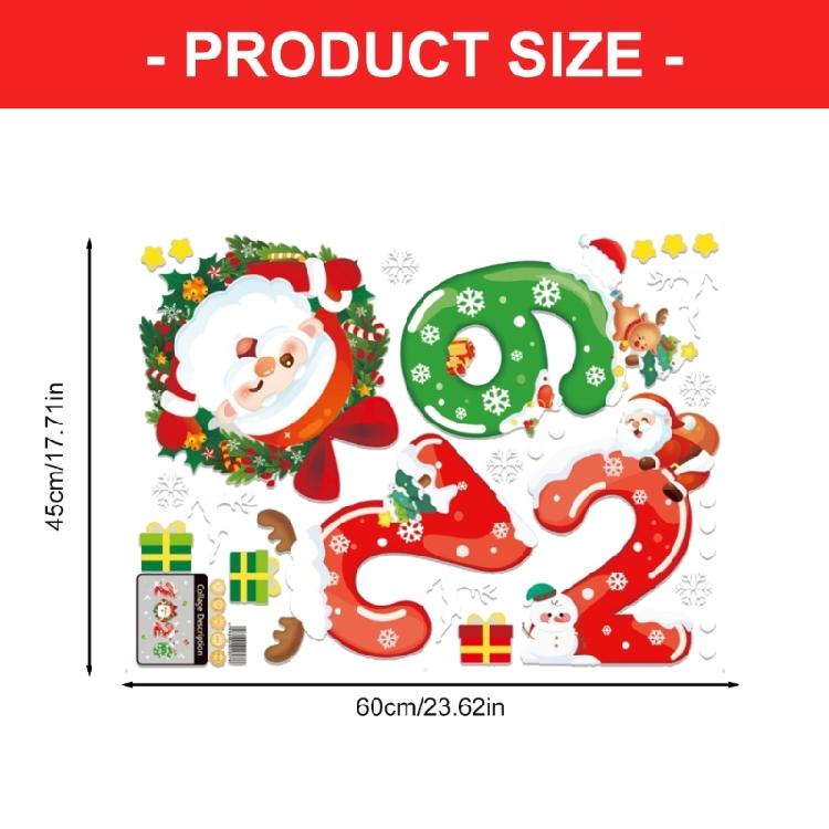 Winter Holiday Decorative Clings 2026 Santa Number Designs Auto Adhesive PVC Window Art Decors