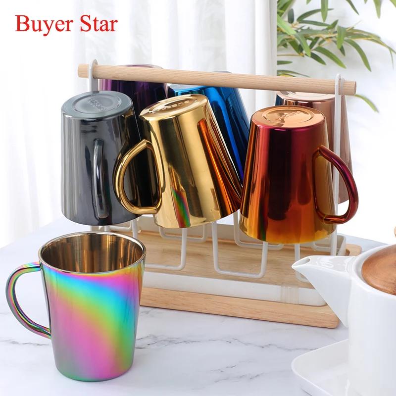 300ml Gold Beer Cups Stainless Steel Water Cup Double Layer Milk Cup Metal Coffee Mug Tableware Kitchen Drinking Serving Tools