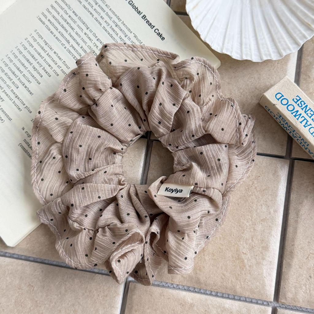 White Polka Dot High Elasticity Korean Style Women's Ponytail Hair Tie 2026